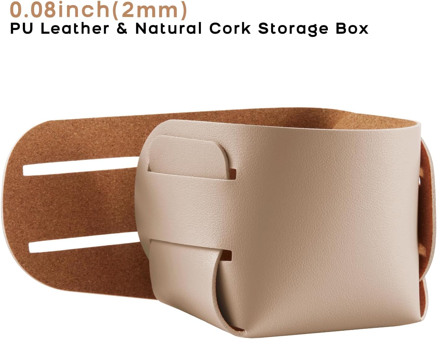 HOMIEAZICOZI 2-Pack Cork Leather Desk Accessories Storage - Pencil Pen Holder - Makeup Brush Holder Organizer - Stylish Addition to Home Decor (Apricot)