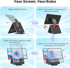 Hyangin 2025 Upgraded 24 Inch Large Portable Monitor for Laptop,1080P FHD 100Hz Portable Screen,120% sRGB IPS Portable Second Monitor with Adjustable Stand for Laptop, MacBook, Phones