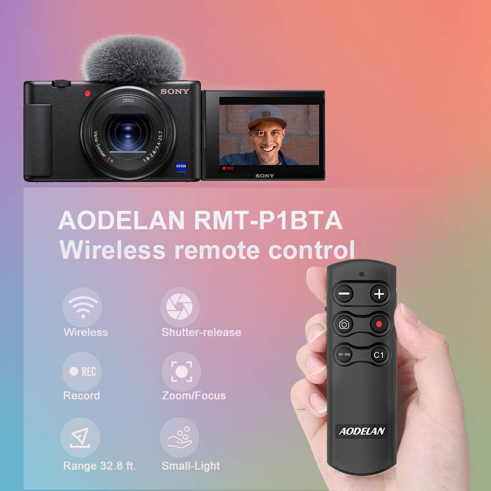AODELAN Wireless Remote Control Camera Shutter Release for Sony ZV-E10, ZV-1, A7SM3, A7C, A7RIV, Alpha 9,7R IV,7R III, 7 III, 6600, 6400, 6100, 9 II, RX0 II, RX100 M7; Replces Sony RMT-P1BT