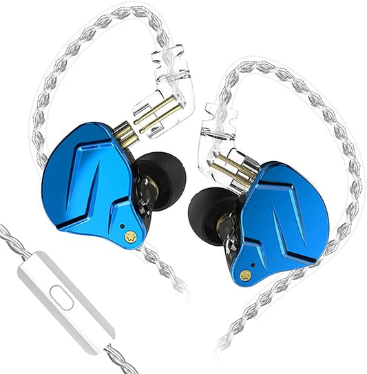 KZ ZSN PRO X in-Ear Earbud Headphones with Mic Dual Driver 1BA+1DD Hybrid Wired Gaming Earbuds Earphones Compatible with Android, iPhone, iPad, Laptops, MP3 and Most 3.5mm Interface (Blue with Mic)