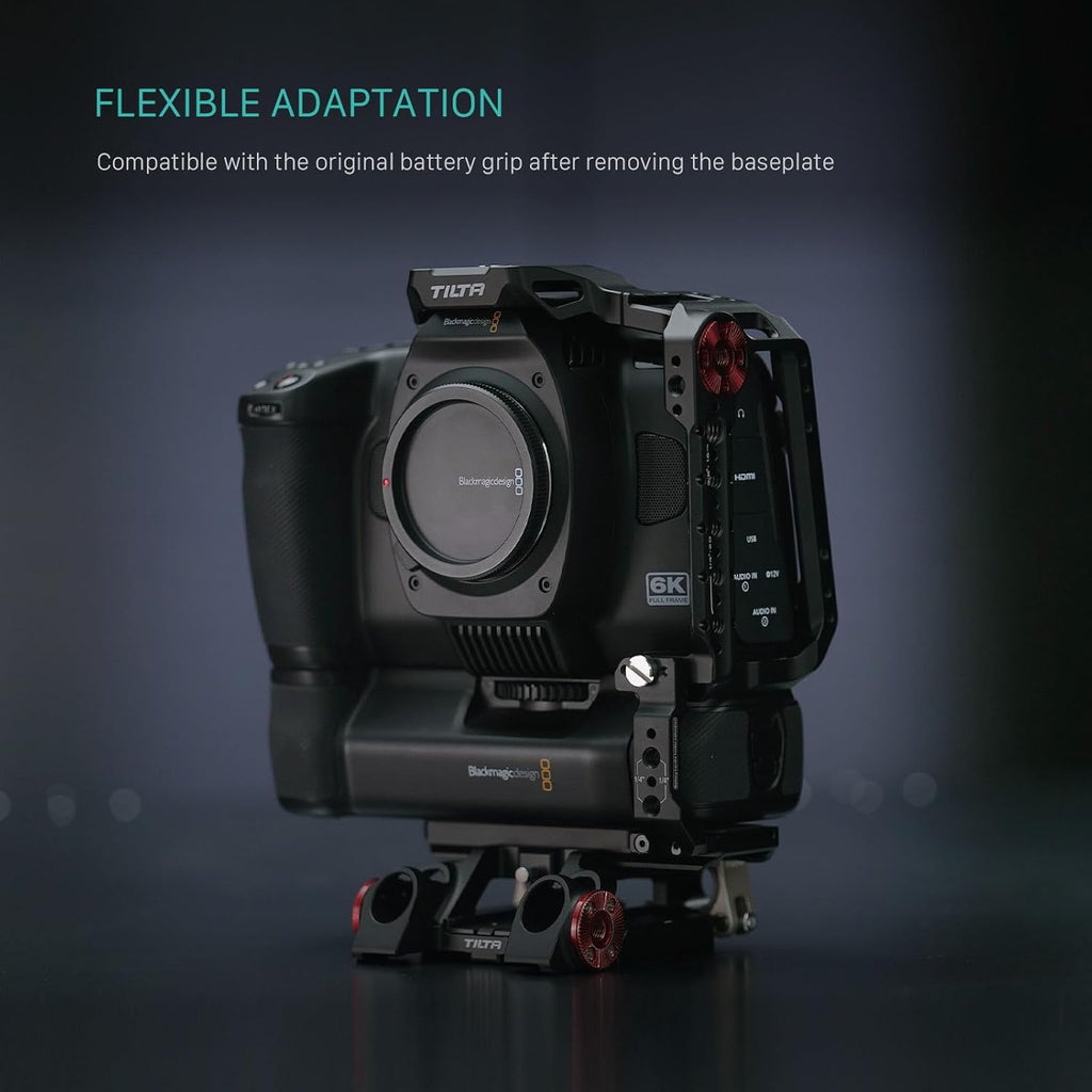 Tilta Basic Kit for BMCC 6K | Includes Full Camera Cage, SSD Holder & Xeno Top Handle | Cold Shoe/Arri Rosette/NATO Rail | Black | TA-T64-B-B