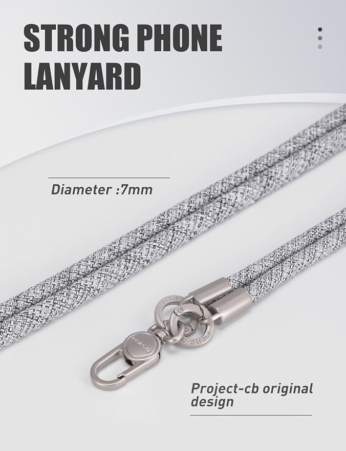 project-cb Phone Lanyard1, Phone Tether Tab2, Crossbody Cell Phone Lanyard, Rope Lanyard, Universal Adjustable Phone Strap (FoggyBlack-S)