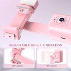 Auto Face Tracking Tripod 360° Rotating Cell Phone Photo and Video Kits Stand, No App, Phone Camera Stand with Remote and Gesture Control for Live Recording Tiktok Pink1