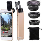 Phone Fisheye Lens 3in1 Wide Angle Fish Eye Macro Lenses Clip-on Universal Lens Black Lens Attachments