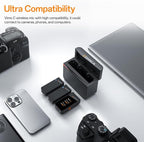 COMICA Vimo C3 Wireless Lavalier Microphone with Noise Cancellation, 656ft Transmission, Gain Control, Compact Wireless Lapel Microphone for DSLR Cameras/Android/Live-Streaming/Vlogging/YouTube