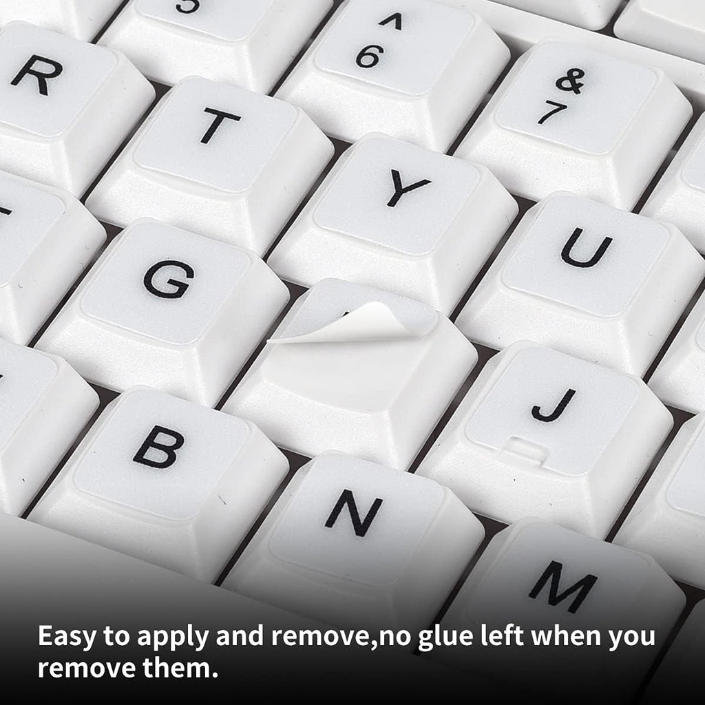 (2PCS Pack) English Keyboard Stickers, Universal Keyboard Replacement Letters English White Background with Black Lettering for Laptops Computer, Matte Keyboard Alphabet Stickers -White