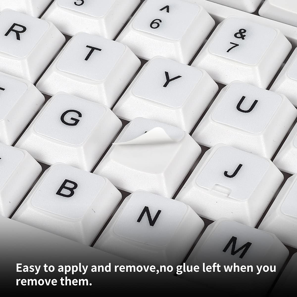 (2PCS Pack) English Keyboard Stickers, Universal Keyboard Replacement Letters English White Background with Black Lettering for Laptops Computer, Matte Keyboard Alphabet Stickers -White