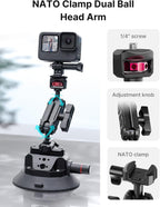 Camera Suction Cup Mount for Action Cameras - ULANZI SC-02 4.5in Pump-actived Vacuum Suction Mount w Quick Release NATO Magic Arm Car Boat Windshield Window Mount Compatible with Action Cameras