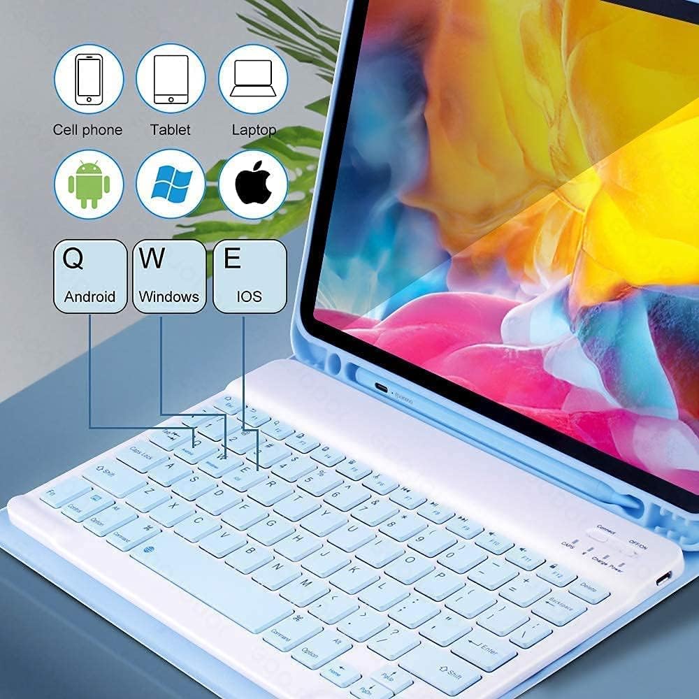 AnMengXinLing Keyboard Case for iPad Air 11 inch (M3 2025/M2 2024) with Mouse, Case for iPad Air 5th/4th Gen with Keyboard Cover with Pencil Holder, New Pink