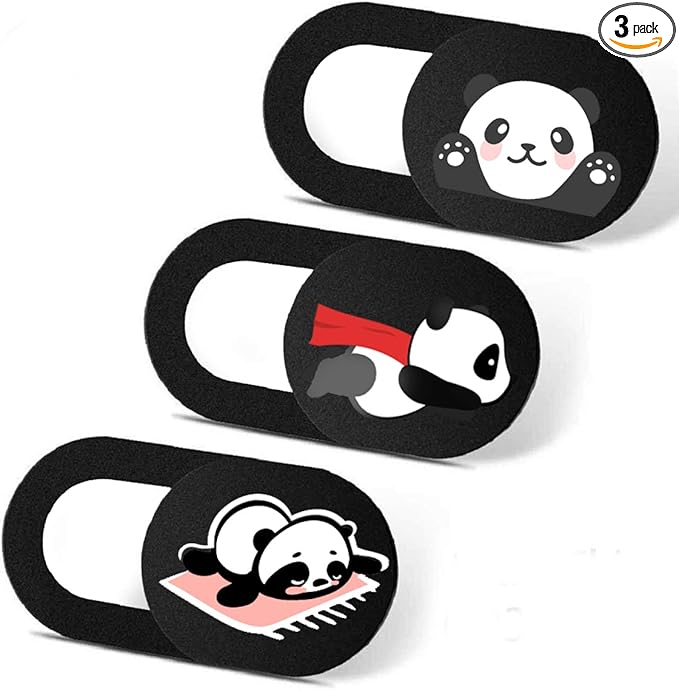 Laptop Camera Cover Slide 3 Pack Ultra Thin Slide Laptop Camera Cover for Echo Show, Computer, Tablet, Chromebook, PC - Panda