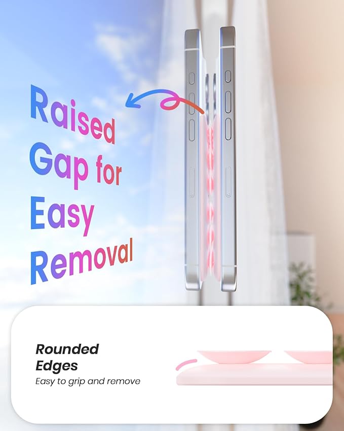 Klearlook Magnetic Suction Phone Mount for MagSafe Case, Silicone Sticky Phone Grip Holder for iPhone 16/15/14/13/12 Series, Removable Hands-Free Video/Selfie, Women Girl Teen Gift, Light Pink