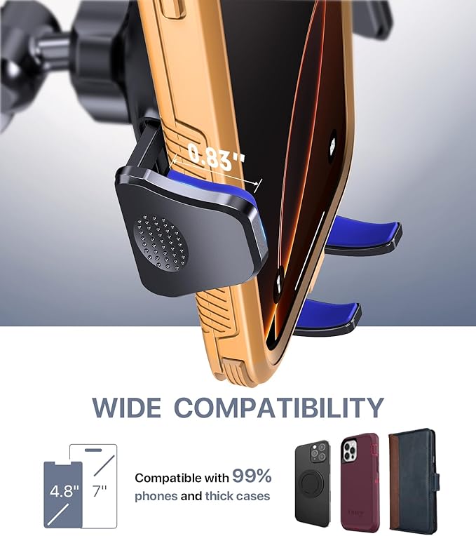 Miracase Phone Holders for Your Car, [Thick Case & Heavy Phone Friendly] Universal Cell Phone Car Mount, 3-in-1 Phone Mount for Car Dashboard Windshield Air Vent Fit for All Smartphones, Dark Grey