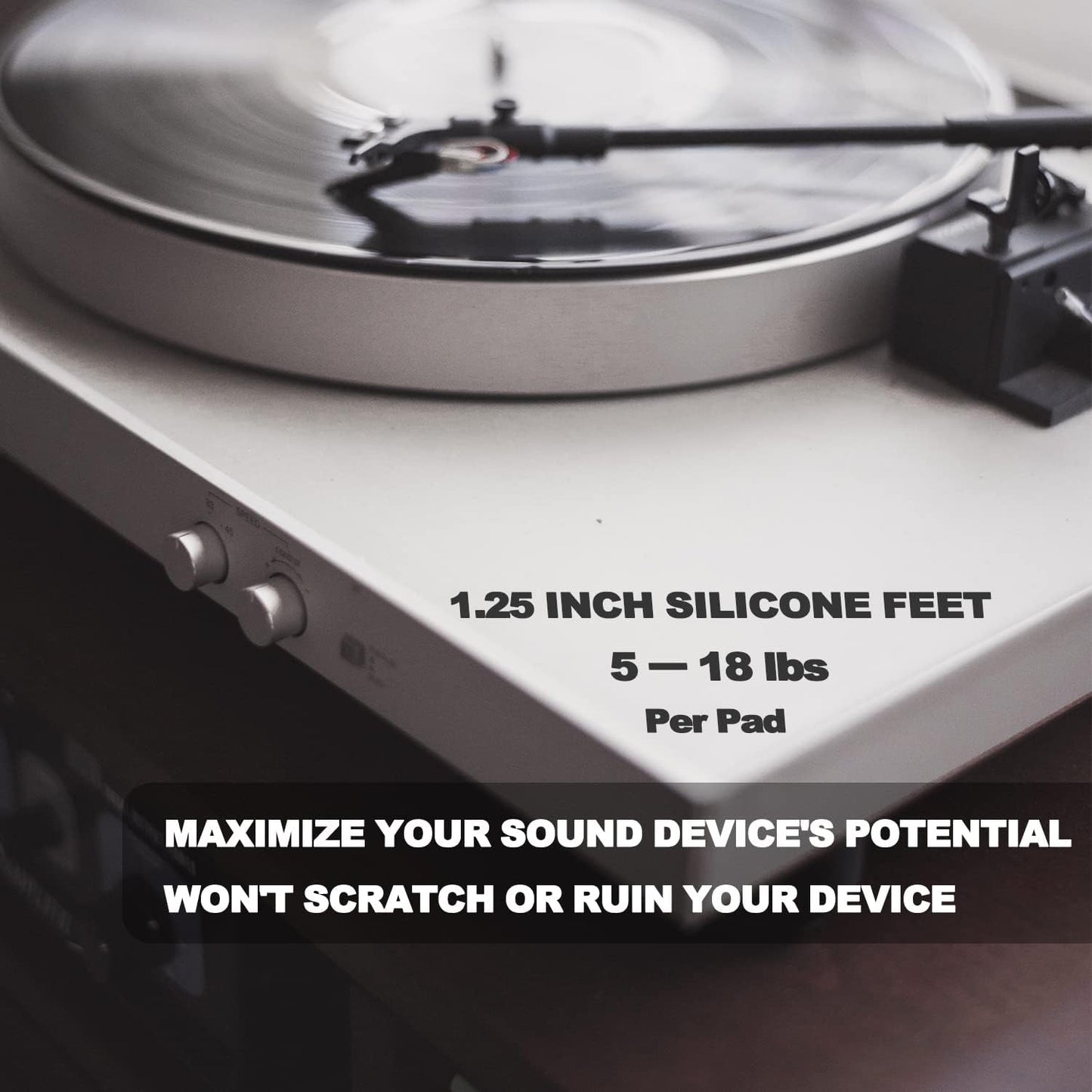 1.25" Silicone Hemisphere Bumpers Isolation Feet Rubber Non-Skid Speaker Pads with Adhesive Record Player Audio Isolation Pads for Small Speaker Spikes,Turntable,Amplifiers,Subwoofer,Monitors,Decks