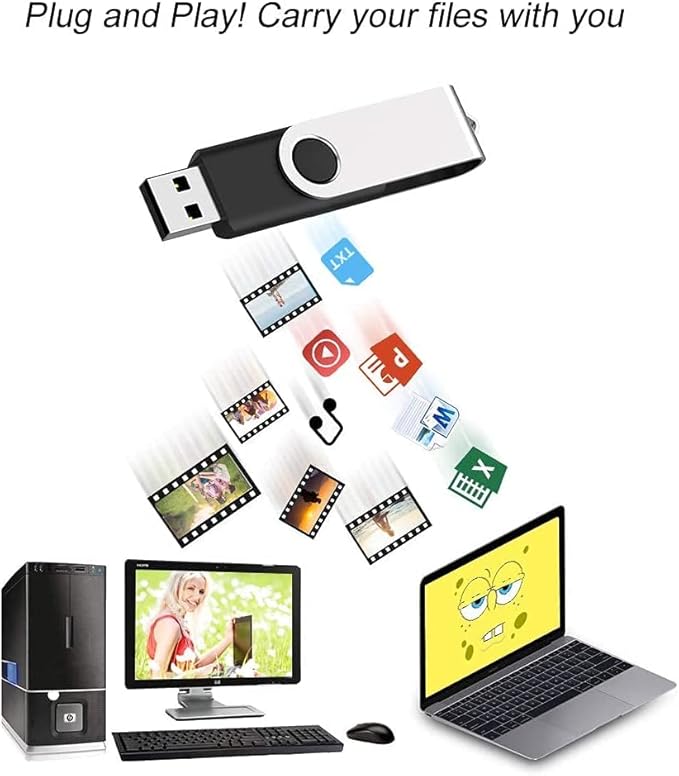 JUANWE 64GB USB Flash Drive 2 Packs, 2.0 Thumb Drive Foldable USB Storage Flash Drive Memory Stick with Lanyard Hole, Jump Drive Pen Drive Zip Drive Portable Flashdrive for PC/Tablet/Mac/Car, Black