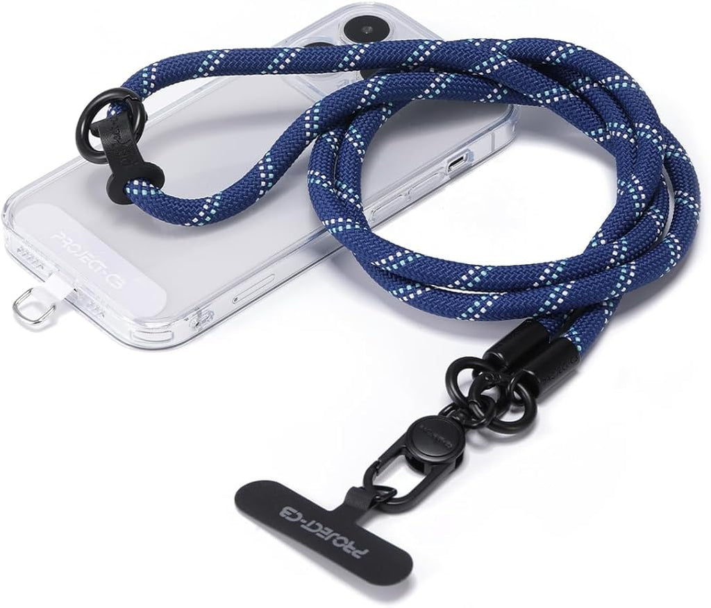 project-cb Phone Lanyard×1,Phone Tether Tab×2,Cell Phone Lanyards for Around The Neck,Rope Lanyard,Universal Adjustable Phone Strap Crossbody,Cell Phone Chain(Blue)