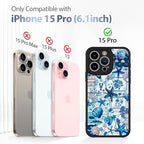 AIGOMARA Magnetic Case for iPhone 15 Pro [Compatible with MagSafe] Blue Shell Starfish Ocean Holiday Collage for Women Girls Men Soft TPU Bumper Hack PC Back Heavy Duty Protective Slim Cover