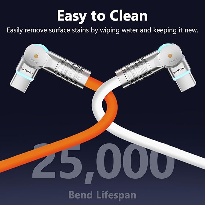 140W USB C to USB C Charger Cable [2-Pack 6.6FT], Type C Fast Charging Cable Compatible with MacBook Pro, iPad Pro Air, iPhone 16/16 Plus/16 Pro Max, Galaxy S23+/S23 Ultra, Orange+White…