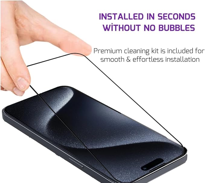 Screen Protector Tempered Glass Compatible with Apple iPhone 15 Pro (2 Pack)