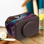 Fanousy 360° Rotating Remote Control Holder, PU Leather TV Remote Caddy Organizer Basket Storage Box with 5 Compartments for Pen, Pencil, Art Supplies, Makeup Brush, Office Desk Table Accessories