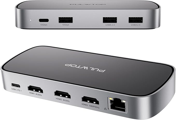 Laptop Docking Station - Triple USB-C, Dual 4K Display, Macbook M1/M2/M3/Windows, USB-A, Ethernet