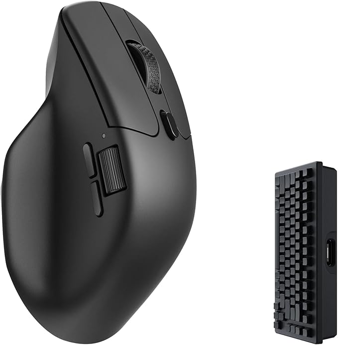 Keychron M6 4000 Hz Wireless Bluetooth 5.1/2.4 GHz/Wired Optical Mouse, Lightweight 78g Programmable PixArt 3395 Sensor with up to 26K DPI/ 650 IPS for Windows Mac Linux - Black