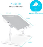 KLEAR Foldable Laptop Bed Tray Desk with Extral Drawstring Bag, Adjustable Bed Table with Heights and Angles, Lap Desk for Eating, Working, Writing, Gaming, Drawing with 2 Drawers(Grey)