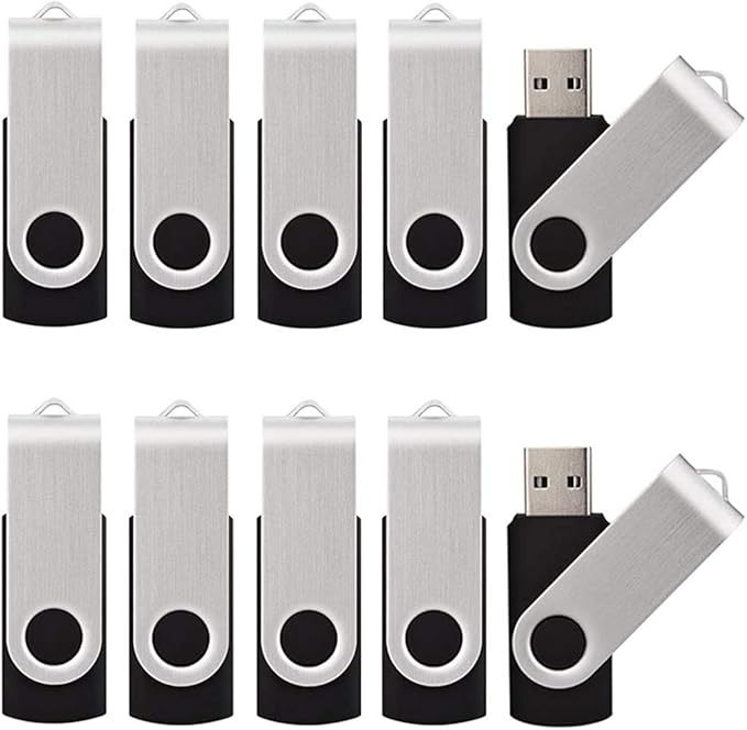 50 Pack USB 2.0 Thumb Drives - 128MB Flash Memory, Black