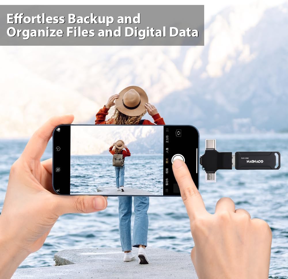 Photo Stick 256GB Real Capacity iStore Pro, 4-in-1 Auto Backup All Devices Flash Drive for iPhone Photos/Videos/Contacts, Easy Store Memory and Thumb Drive for iPhone 16/15/14/13/12, iPad, Android, PC