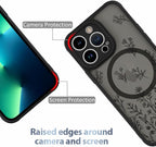 AIGOMARA Magnetic Case for iPhone 13 Pro [Compatible with MagSafe] Cute Black Flower Floral for Women Girls Soft TPU Bumper Hard PC Back Anti-Fall Shockproof Protective Slim Cover