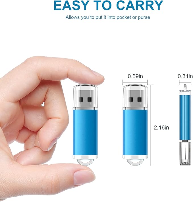 TOPESEL USB Flash Drive 50 Pack 2GB USB 2.0 Flash Drive High Speed 4G Memory Stick for PC Laptops, Tablets, TVs, Car Audio (Blue)