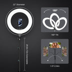 Aureday 22" Big Ring Light with 72" Sturdy Tripod Stand and Sandbag, 65W Large Studio Ringlight with Remote & Phone Holders for Photography/TikTok/YouTube/Tattoo/Barber/Video Recording