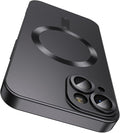 Magnetic for iPhone 14 Plus Case [Compatible with MagSafe][Built-in Camera Lens Protector] Slim Soft Silicone Bumper Shockproof Metallic Luster Phone Case (Black)