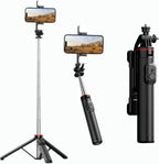 C13D 53" Selfie Stick Tripod with Fill Lights, Bluetooth Remote – Detachable Phone Mount, Dual Light Modes, for iPhone, Android, GoPro & Camera