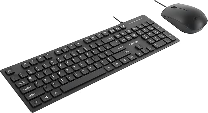 Lenovo 305 USB-C Wired Keyboard & Mouse Combo, Black, Spill-Resistant, Narrow Border, Adjustable Tilt, Full-Size Keyboard & Mouse, Compatible with Laptop, PC, Tablet, USB-C Connectivity Gaming Office