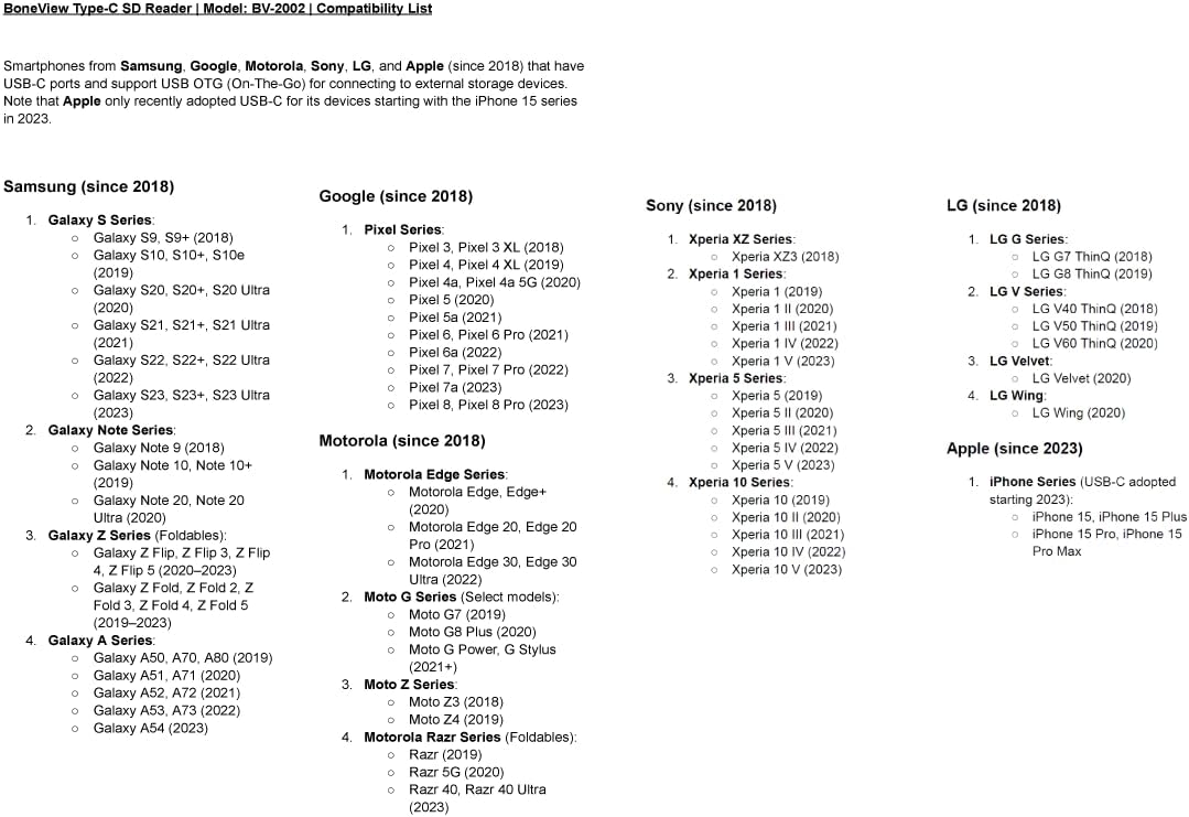 SD Card Reader for Android - Type C USB Trail Camera Viewer by BoneView - Backup Play Save and Share Deer Hunting Photo & Video from Game Cam Memory Chips on Most USB-C Smart Phones