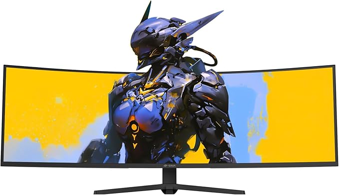 CRUA 49" Curved Gaming Monitor | DFHD(3840x1080P), 144Hz/165Hz, 1500R, 32:9, AMD FreeSync, 120% sRGB, Height Adjustable Ultra-Wide Screen Monitors, HDMI 2.1 & DP 1.4, Wall Mount Install- Black