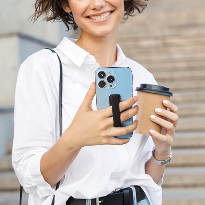 Phone Grip, 5 Pcs Phone Strap Holder for Hand Phone Loop Finger Holder Suitable for iPhone Samsung and Most Smartphones(Black, Silver,Rose Gold,Gold,Blue 5PCS)