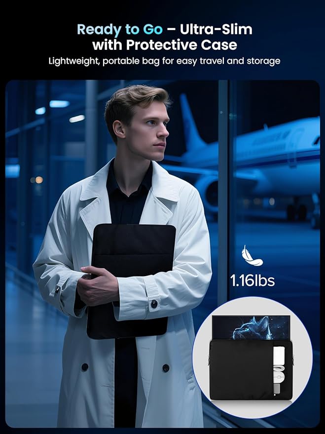 UPERFECT Portable Monitor 18.5-inch 120HZ 100% sRGB 1080P w/VESA & Stand 180° Adjustable Ultra-Slim & Lightweight Frameless FHD FreeSync IPS HDR Gaming Display, Travel Second Monitor for Laptop