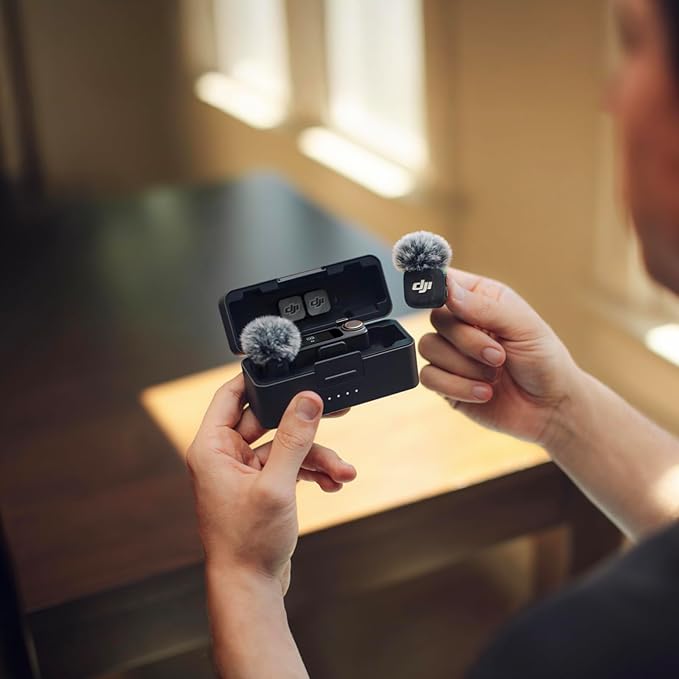 DJI Mic 3 (2 TX + 1 RX + Charging Case), Wireless Microphone for iPhone/Camera/Android, Ultralight, Adaptive Gain Control for Balanced Volume, Dual Band Anti-Interference, 28hrs Use, Vlog