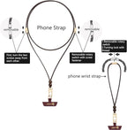 Leather cell phone lanyard Detachable Phone Chain Strap 2-in-1 Phone Chain Wristlet