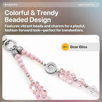 MAGEASY Beaded Phone Charm for Women - Cell Phone Wrist Strap with Teather Tab, Designed for iPhone & Android Phones, Keychain, Camera - Bear Bliss with Lobster Hooks (Double Hooks)