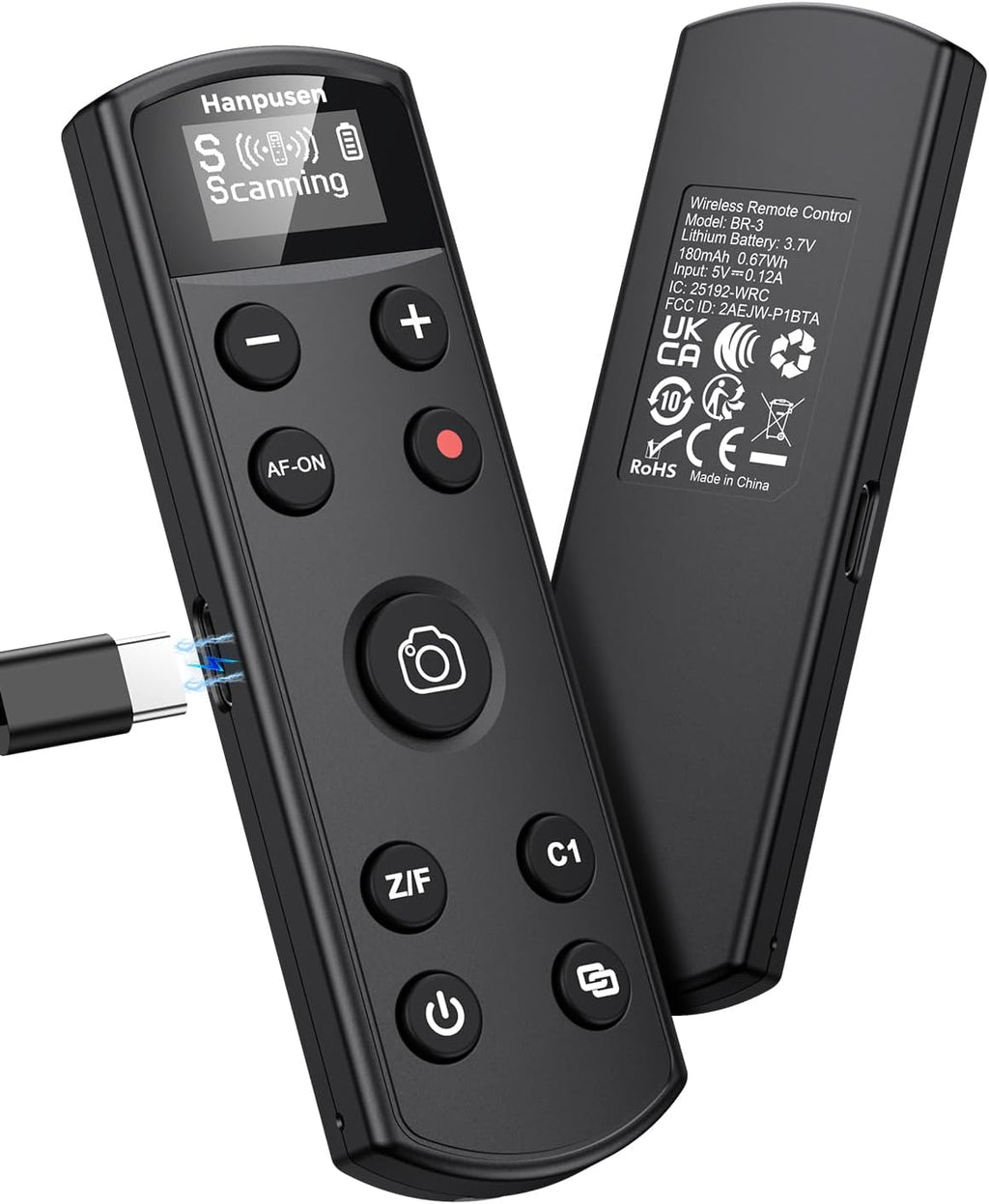 Hanpusen Rechargeable Camera Remote Control for Sony - Wireless Shutter Release with OLED Screen compatiable with ZV-1F,ZV-1II,ZV-1,ZV-E10II,ZV-E10,A6100,A6400,FX30,FX3;Replace Sony RMT-P1BT（Black）