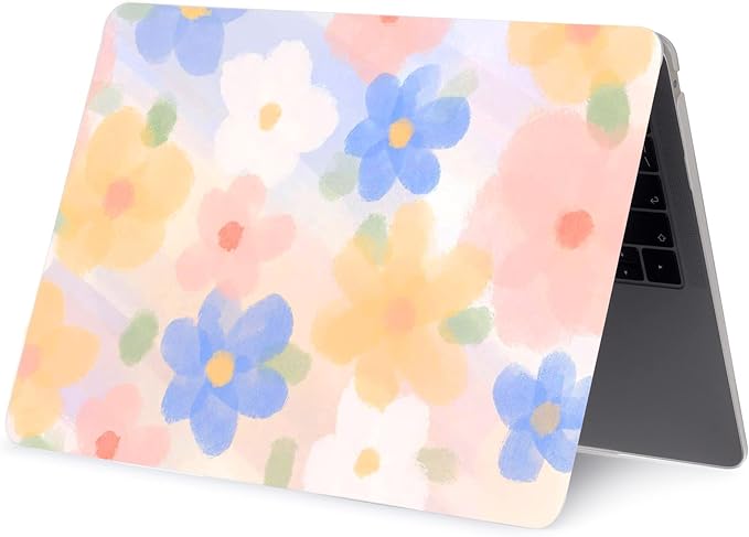 LanBaiLan Compatible for MacBook Pro 13 inch with Touch Bar 2022 2021 2020 2019 2018 2017 2016 Release M1 M2 A2338 A2289 A2251 A2159 A1989 A1706 A1708 Protective Case & Keyboard Cover, Paint Flower