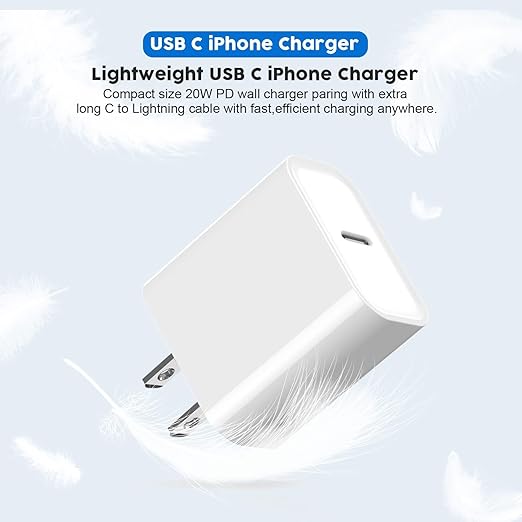 10FT iPhone Charger, iPhone 14 Fast Charging Block, Long 10Feet Fast Apple Charger USB C to Lightning Cable & 3Pack Type C Wall Charger Block for iPhone 14/14 Pro Max/14 Plus/13/13 Mini/12/11/X/XR/SE