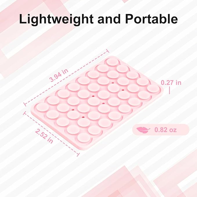 1 Pack Silicone Suction Cup Phone Case Mount Double Sided, Phone Accessories Hands-Free Strong Grip Holder for Selfies and Videos, Silicon Phone Stand Sticky for iPhone and Android Light Pink