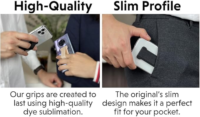 Universal Phone Grip for Smartphones& Mini Tablets - Phone Holder for Hand for Back of Phone - Wireless Charging Compatible (Silver) -2Pack