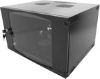 6U Server Cabinet Wall Mount Rack Enclosure with 2 Server Fans Locking Glass Door Removable Side Panels 19in Network Cabinet 13" Installation Depth for Computer/Audio Video/Data Equipment(13INCH, 6U)