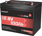12V 100Ah Mini LiFePO4 Lithium Battery, Built-in 100A BMS,1280Wh Deep Cycle Rechargeable Battery 6000+ Cycles 10-Year Lifespan for RV, Solar, Marine and Home Energy Storage