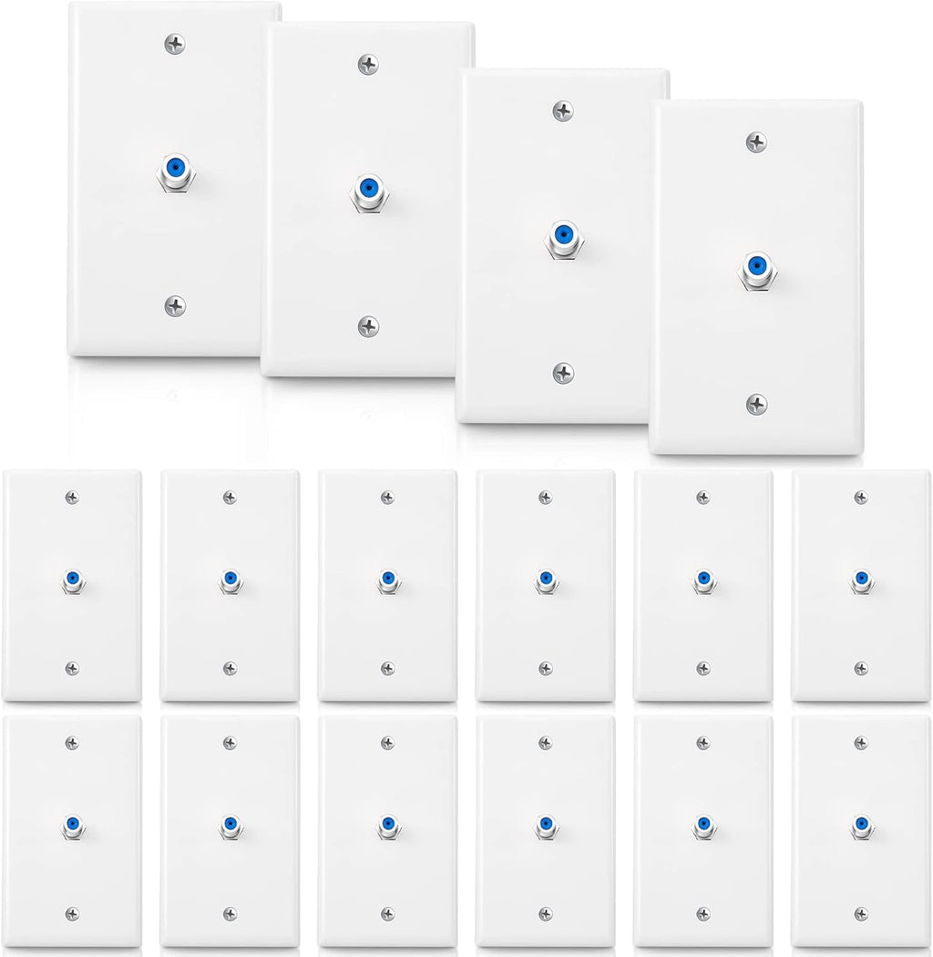 1-Port TV Cable Wall Jack F Connector Coax Video Jack Single Gang Wall Plates (Blue, 16 Pcs)