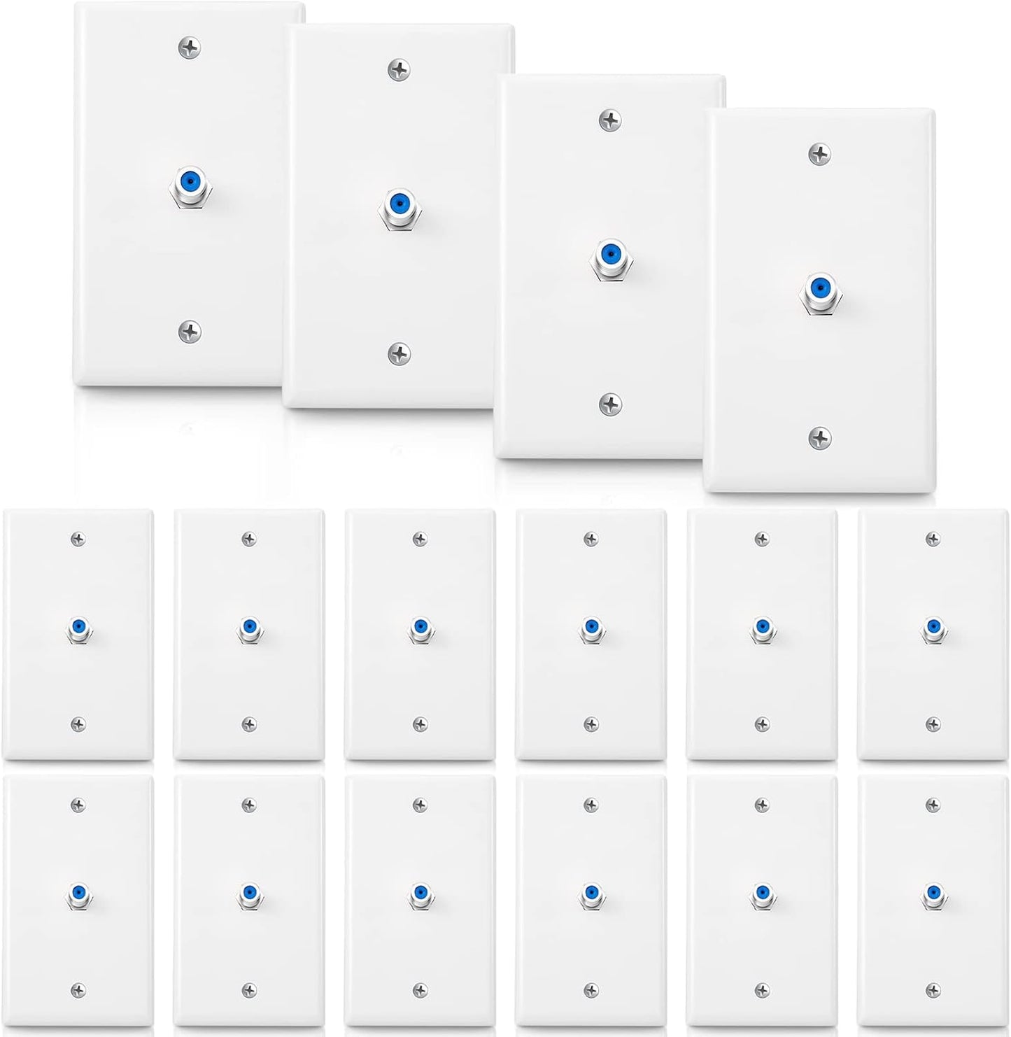 1-Port TV Cable Wall Jack F Connector Coax Video Jack Single Gang Wall Plates (Blue, 16 Pcs)